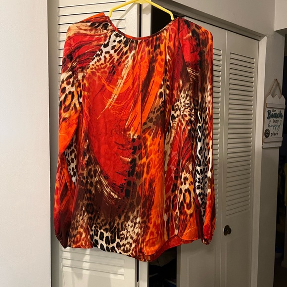 Zac & Rachel NWT Sheer Animal-Print Tunic, Size Medium/Large - Picture 5 of 5